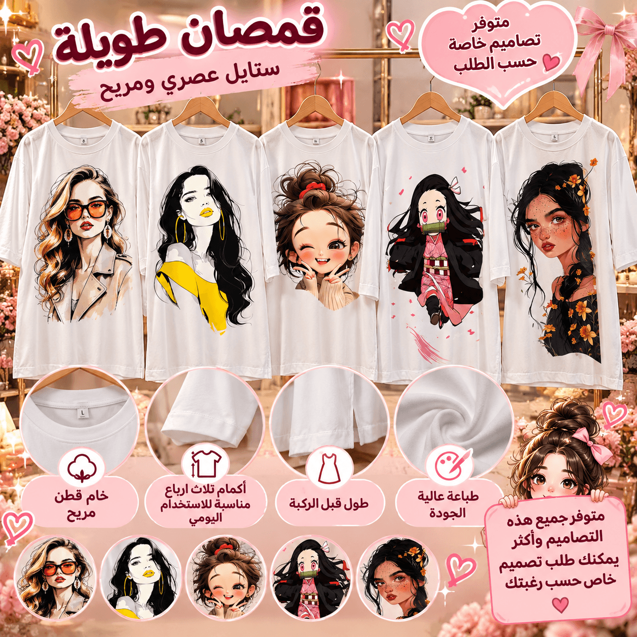 💕 قمصان طويلة قطنية بتصاميم مميزة ✨ 🛍️