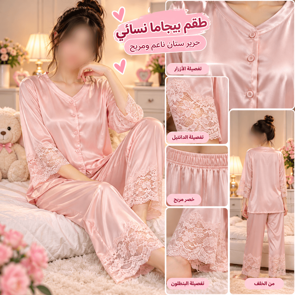 🎀 بيجاما نسائية ستان – نعومة وفخامة