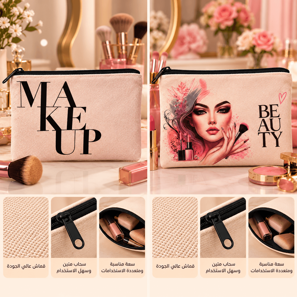 💕 حقيبة مكياج أنيقة بتصاميم مميزة